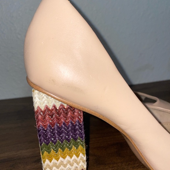 Katy Perry Collections Beige Peep Toe Heels with Multicolor Block Heel - Picture 8 of 13